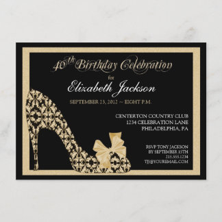 Elegant 40. Geburtstag Damask Schuheinladung Einladung