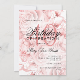 Elegant 40. Geburtstag Party Floral Rose Gold Einladung