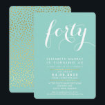 ELEGANT 40. Geburtstag Party INVITE Skriptminte Einladung<br><div class="desc">*** HINWEIS - DER SCHÖNE GOLDFOLIENEFFEKT IST EIN DRUCKENDES BILD *** Ein trendiges Einladungsdesign für Ihren Geburtstag - kontaktieren Sie mich, um den Glitzer-Typ für Sie zu ändern! Als Vorlage können Sie ganz einfach Ihre eigenen Daten hinzufügen oder auf die Schaltfläche Anpassen klicken und Text, Schriftart, Größen etc. hinzufügen oder...</div>