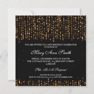 Elegant 40. Geburtstag Party Star Confetti Gold Einladung