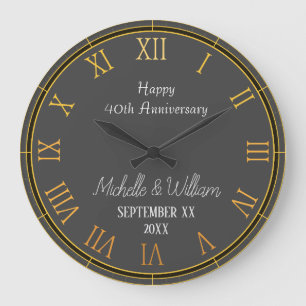 Elegant  40. Hochzeitstag Personalisiert Große Wanduhr