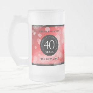 Elegant 40. Ruby Hochzeitstag Feier Mattglas Bierglas