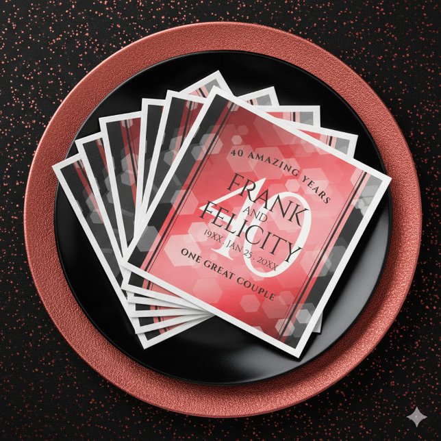 Elegant 40. Ruby Hochzeitstag Feier Serviette (Elegant 40th Ruby Wedding Anniversary Napkins Cover Photo)