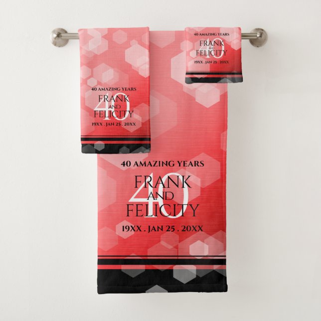 Elegant 40. Ruby Wedding Jubiläum Badhandtuch Set (Insitu)