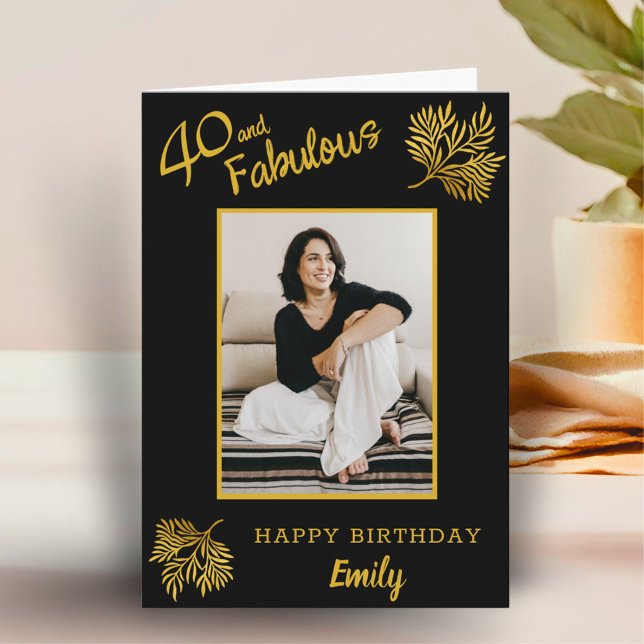Elegant 40 und fabelhaftes Gold Foliage 40. Geburt Karte (Von Creator hochgeladen)