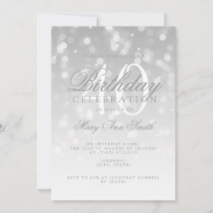 Elegant 40th Birthday Silver Bokeh Sparkle Lights Einladung
