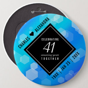Elegant 41. Blue Topaz Hochzeitstag Button