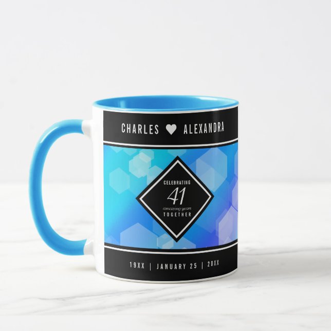 Elegant 41. Blue Topaz Hochzeitstag Tasse (Links)