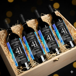 Elegant 41. Blue Topaz Hochzeitstag Weinetikett