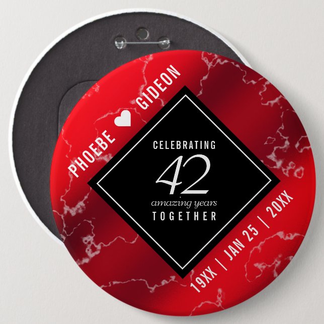 Elegant 42. Jasper Hochzeitstag Button (Vorne & Hinten)