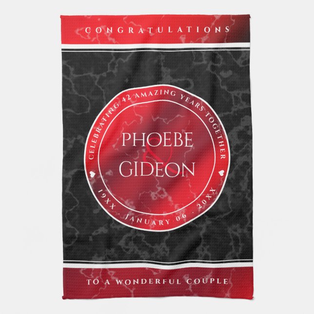 Elegant 42. Jasper Hochzeitstag Geschirrtuch (Vertikal)