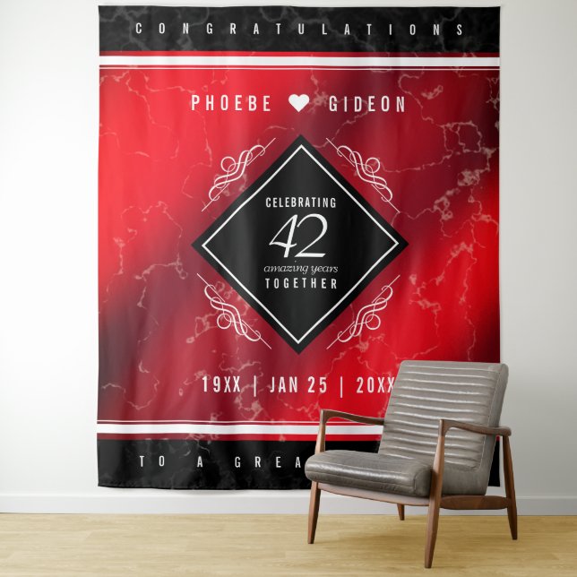 Elegant 42. Jasper Hochzeitstag Wandteppich (Beispiel)