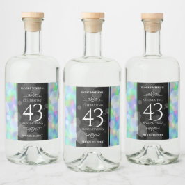 Elegant 43. Opal Hochzeitstag Alkoholflaschenetikett
