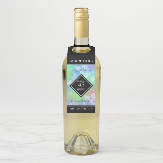 Elegant 43. Opal Hochzeitstag Flaschenanhänger (Auf Flasche)