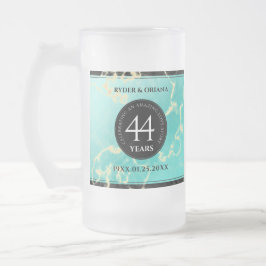 Elegant 44. Hochzeitstag in Türkis Mattglas Bierglas