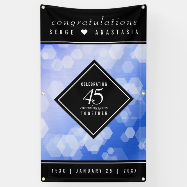 Elegant 45. Sapphire Hochzeit Jahrestag Banner (Vertikal)