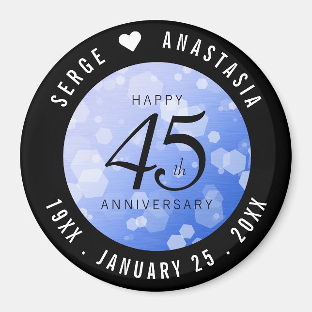 Elegant 45. Sapphire Hochzeit Jahrestag Magnet (Vorne)