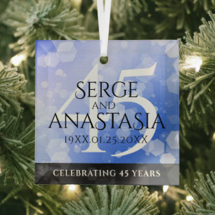 Elegant 45. Sapphire Hochzeit Jahrestag Ornament Aus Glas