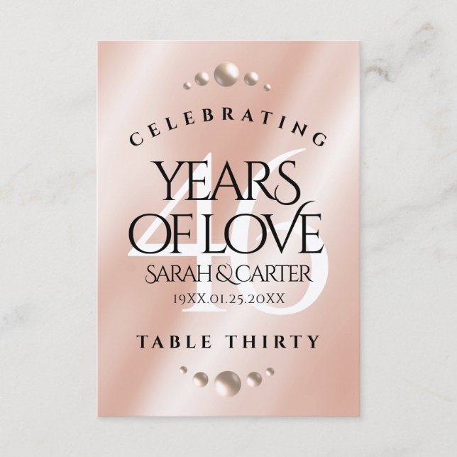 Elegant 46. Geburtstag der Perlen Dankeskarte (Vorderseite)