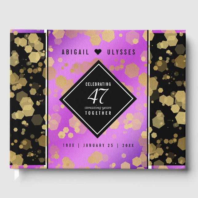 Elegant 47. Amethyst Wedding Anniversary Guest Bo Gästebuch (Vorderseite)