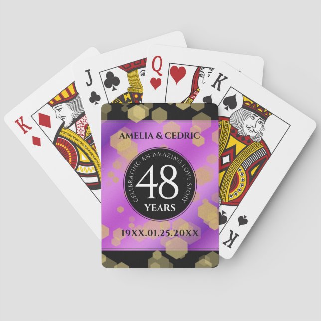 Elegant 48. Geburtstag von Amethyst Spielkarten (Rückseite)