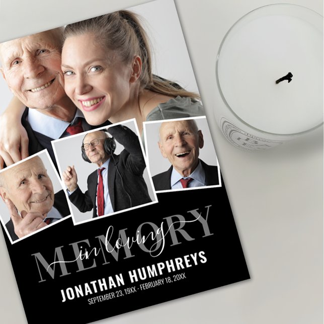 Elegant 4 Foto Beerdigung Dankeskarte (Von Creator hochgeladen)