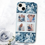 Elegant 4-Foto Blau, Vintag Case-Mate iPhone 14 Plus Hülle<br><div class="desc">Dieses elegante Design verfügt über eine viereckige Vorlage mit weißen Rändern in einem monochromen,  blau Vintag inspiriert Hintergrundmuster aus komplexen Blätter und Blüten.</div>