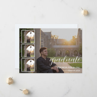 Elegant 4-Photo Collage Graduation Announcement Ankündigung