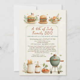 Elegant 4th of July BBQ Invitation – Soft Line Art Einladung