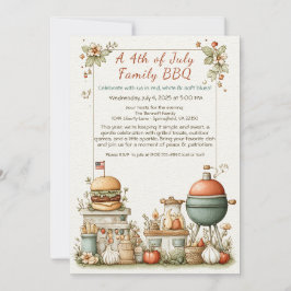 Elegant 4th of July BBQ Invitation – Soft Line Art Einladung