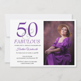 Elegant 50 and Fabulous 50th Birthday Photo Einladung
