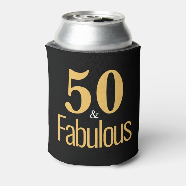 Elegant 50 & Fabulous Black Gold Typografie Dosenkühler (Kanne Rückseite)