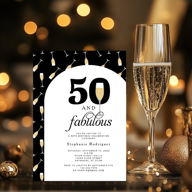 Elegant 50 Fantastische Einladung zum Geburtstag (Shown on a 5" x 7" card)