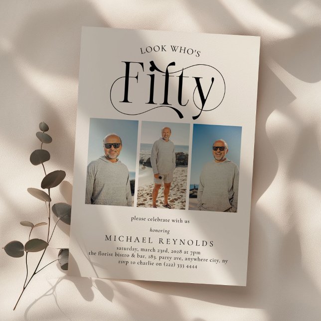Elegant 50 Foto Collage 50. Geburtstag Einladung (Von Creator hochgeladen)