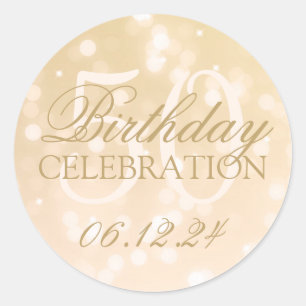 Elegant 50. Geburtstag Gold Bokeh Sparkle Lights Runder Aufkleber