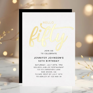 Elegant 50. Geburtstag Gold Folieneinladung