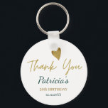 Elegant 50. Geburtstag Grün Gold Vielen Dank für I Schlüsselanhänger<br><div class="desc">50. Geburtstagsparty Gunst Schlüsselanhänger mit klassischem Gold Dank Typografie und Gold Glitzer Herz.Personalisieren Sie mit Namen und Datum.</div>
