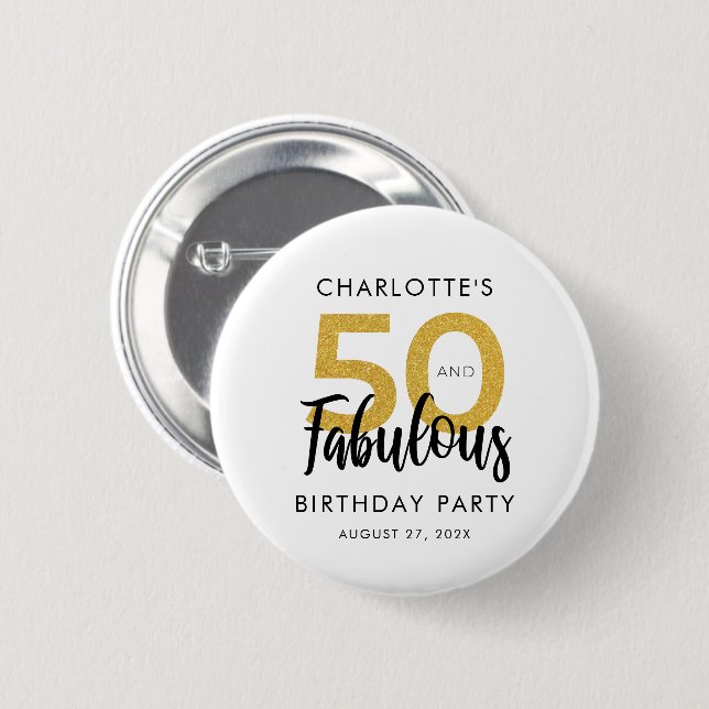 Elegant 50. Geburtstag Party Script Custom Swag Button (Vorne & Hinten)
