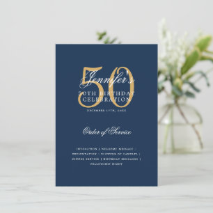 Elegant 50. Geburtstag Programm Gold Navy Blue Men