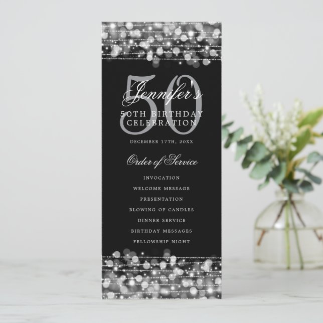 Elegant 50. Geburtstag Programm Silver mit vielen  (Stehend Vorderseite)