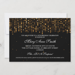 Elegant 50. Geburtstagsparty Star Confetti Gold Einladung