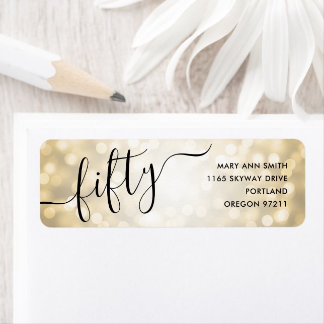 Elegant 50 Gold Glitzer Lights 50. Geburtstag (Insitu)