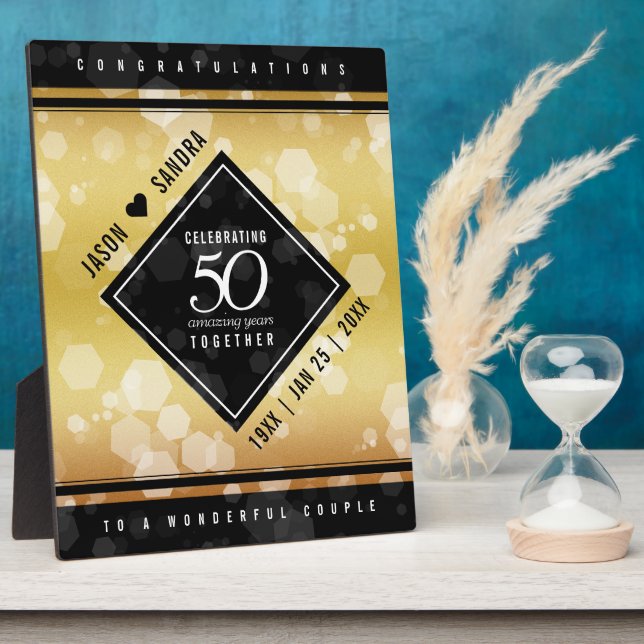 Elegant 50. Golden Wedding Anniversary Plaque Fotoplatte (Seite)