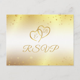 Elegant 50-jähriges Monogram Hearts Gold UAWG Einladungspostkarte