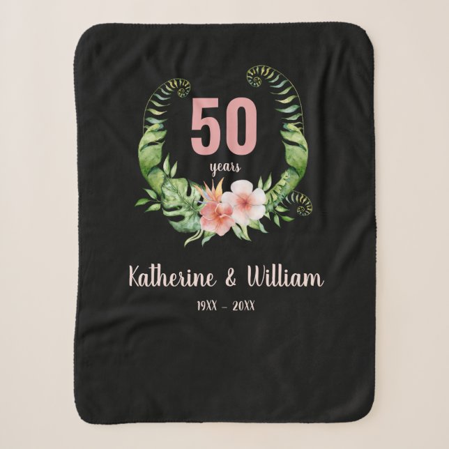 Elegant 50. Jubiläum schwarze Blüte Sherpadecke (Vorderseite)