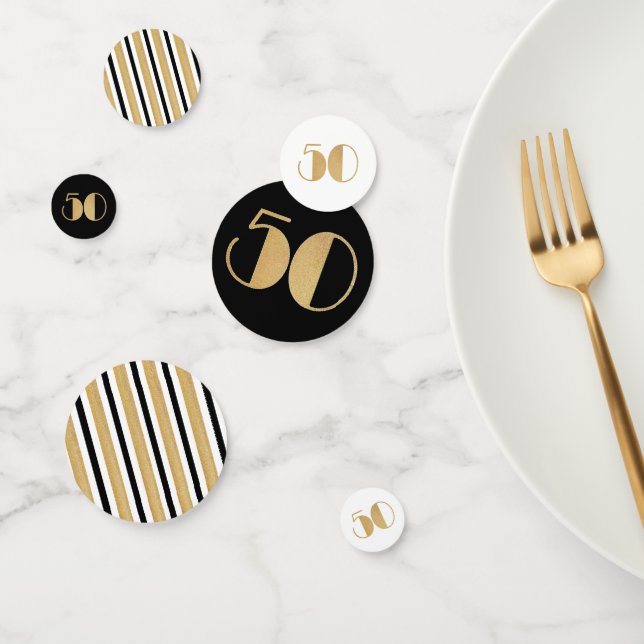 Elegant 50 und fabelhaft Gold Glitzer Black Stripe Konfetti (Gruppe)