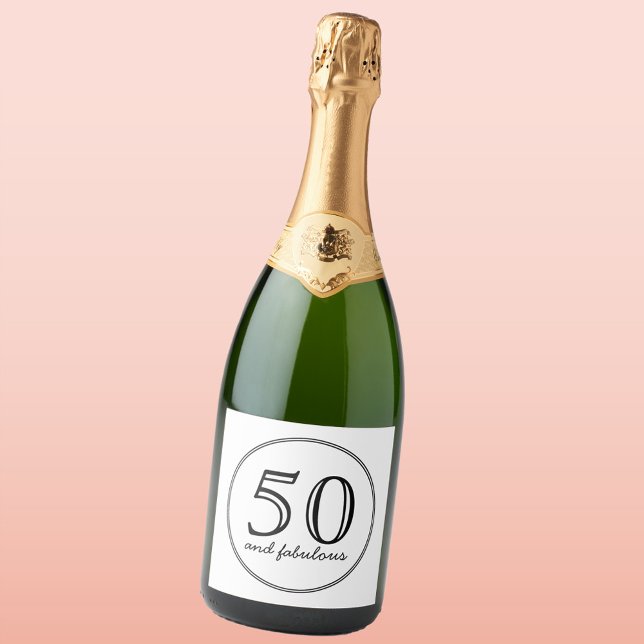 Elegant 50 und fabelhafte Typografie Geburtstag (Fifty and fabulous bottle label)