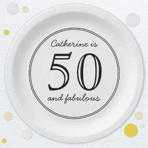 Elegant 50 und fabelhafter Name Geburtstagsparty Pappteller