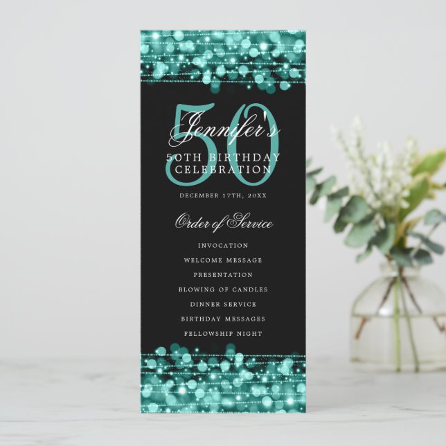 Élégant 50e Anniversaire Programme de fête Menu Tu (Debout devant)