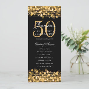 Élégant 50e Anniversaire Programme Gold Menu+Merci